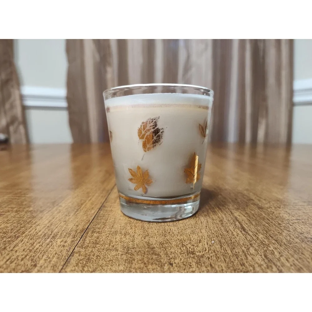 Handmade Pumpkin Spice Scented Candle Fall Leaves Vintage Glass 6.6 fl oz